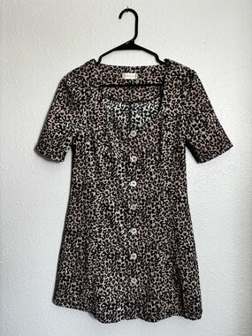 Altar'd State Cream and Black Leopard Print Dress